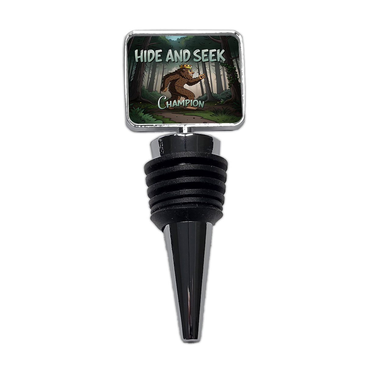 Hide And Seek Champion Big Foot With Crown Wine Bottle Stopper