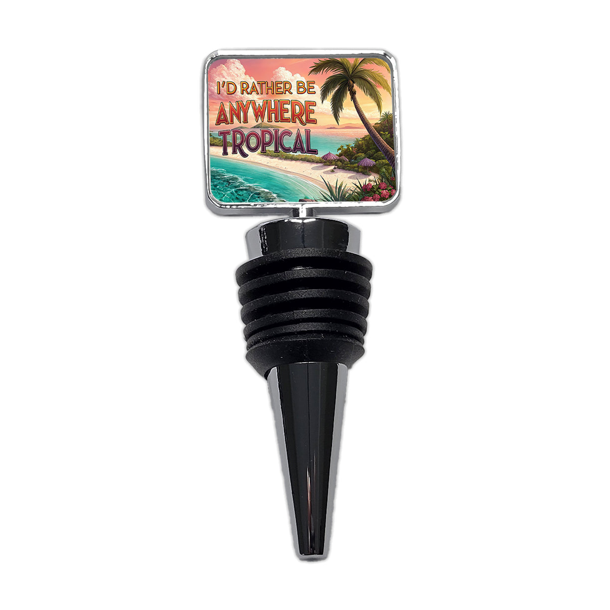 I'd Rather Be Anywhere Tropical Beach Wine Bottle Stopper
