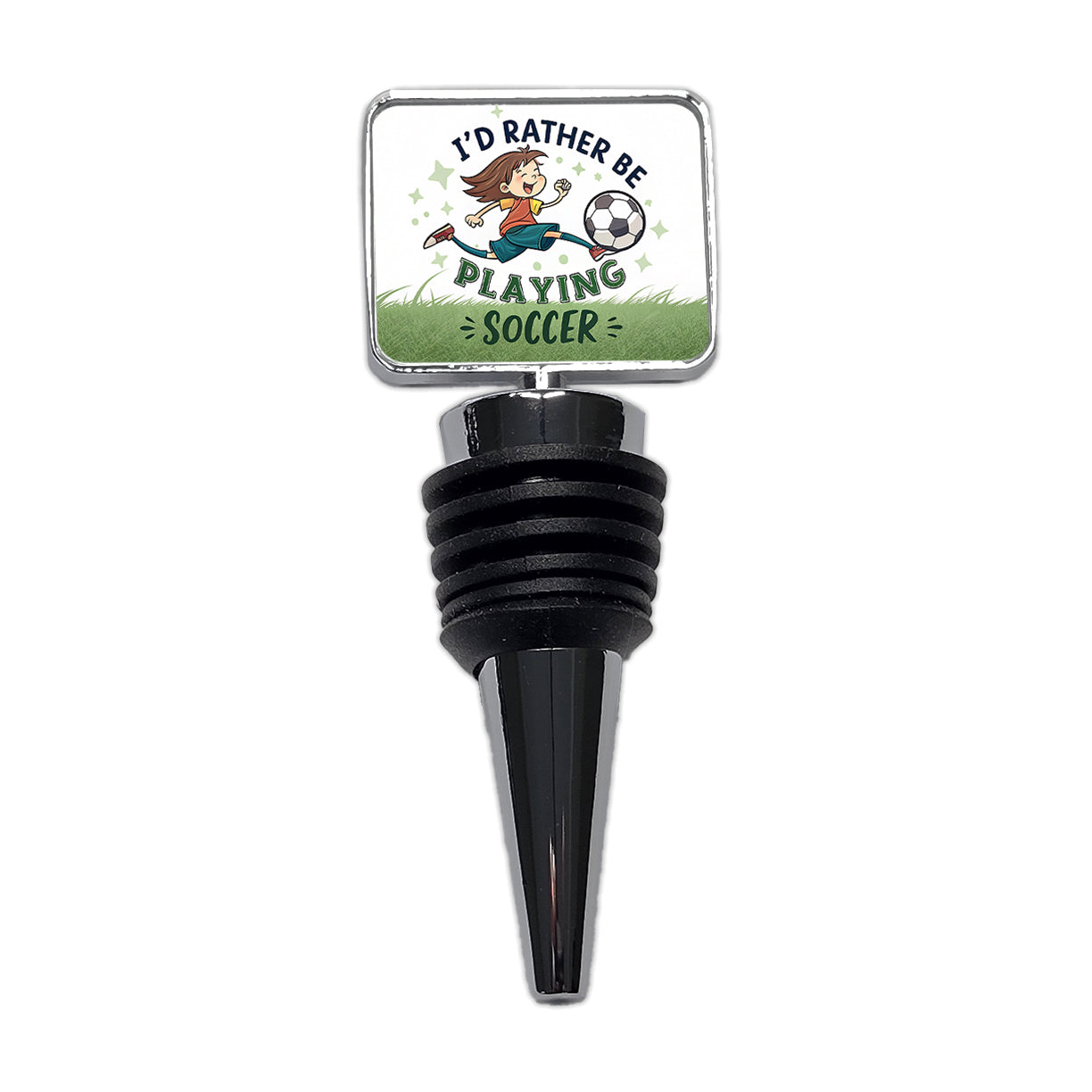 I'd Rather Be Playing Soccer Wine Bottle Stopper