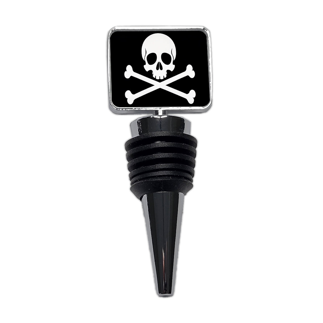 Skull And Crossbones Jolly Roger Pirate Flag Black And White Wine Bottle Stopper