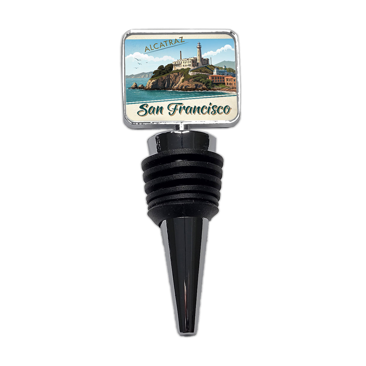 Alcatraz San Francisco Prison Travel Stamp Wine Bottle Stopper