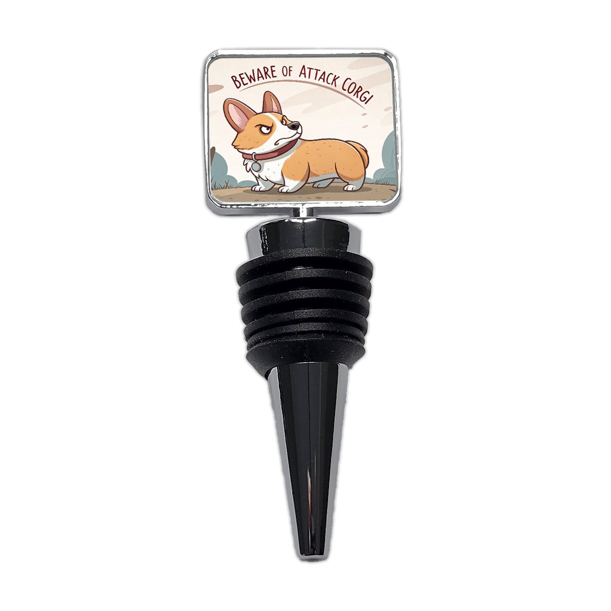 Beware Of Attack Corgi Dog Funny Wine Bottle Stopper