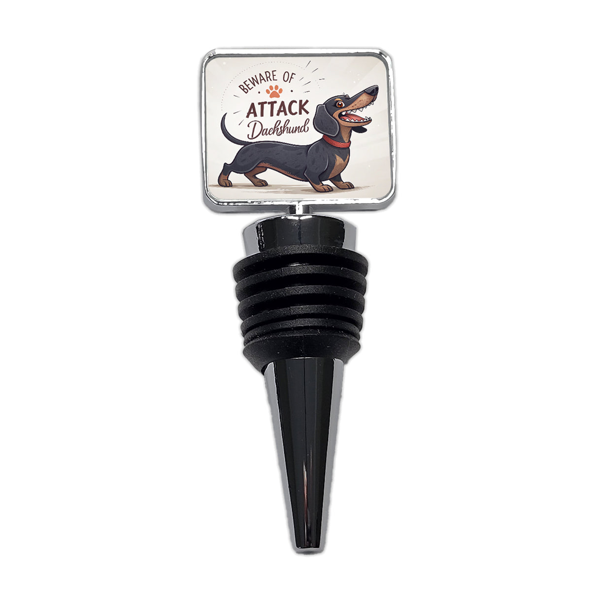 Beware Of Attack Dachshund Dog Funny Wine Bottle Stopper