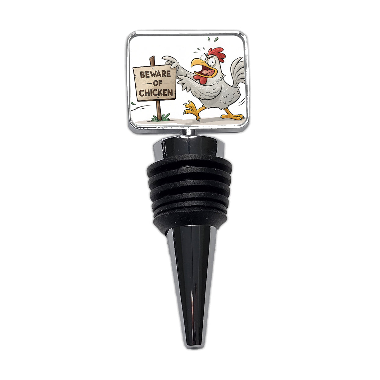 Beware Of Chicken Funny Wine Bottle Stopper