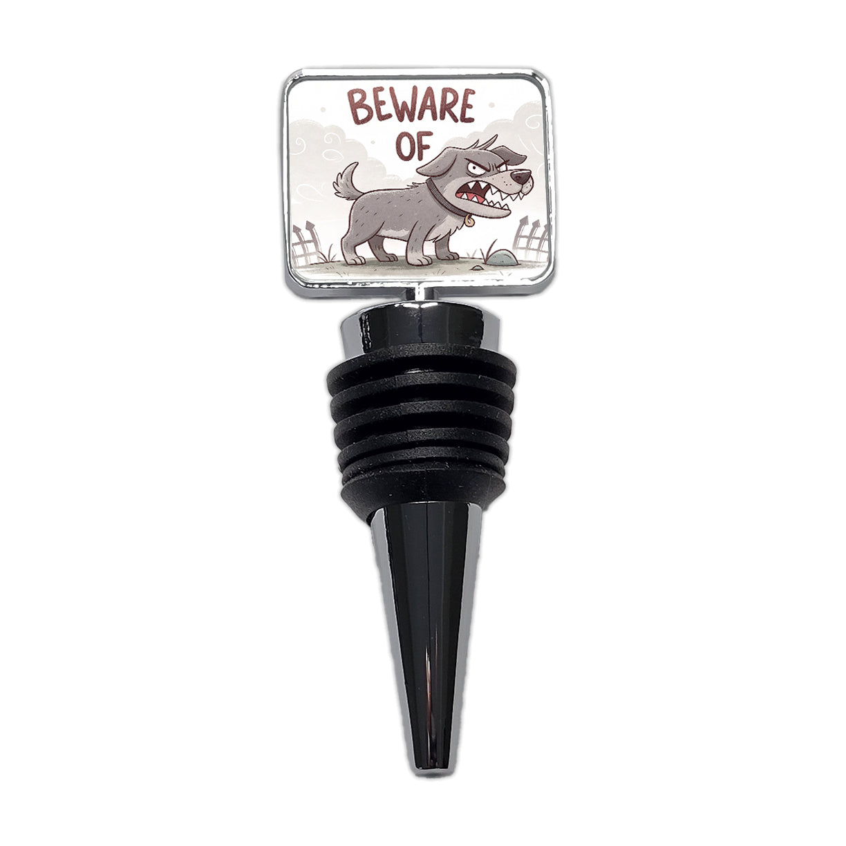 Beware Of Dog Funny Cartoon Wine Bottle Stopper
