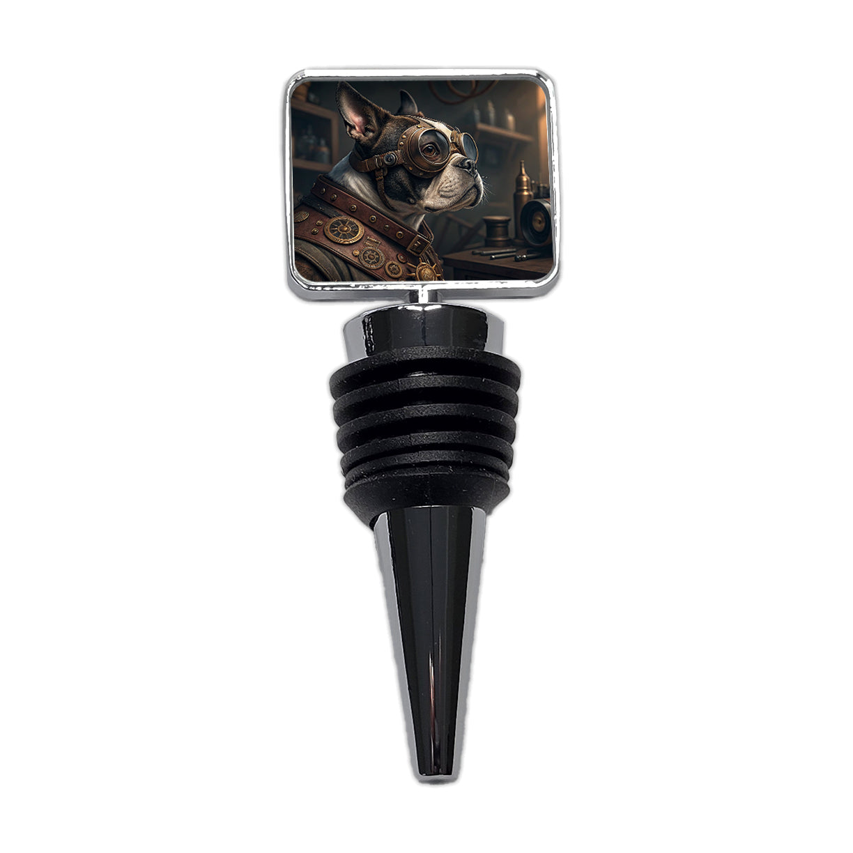 Boston Terrier Dog Steampunk Wine Bottle Stopper