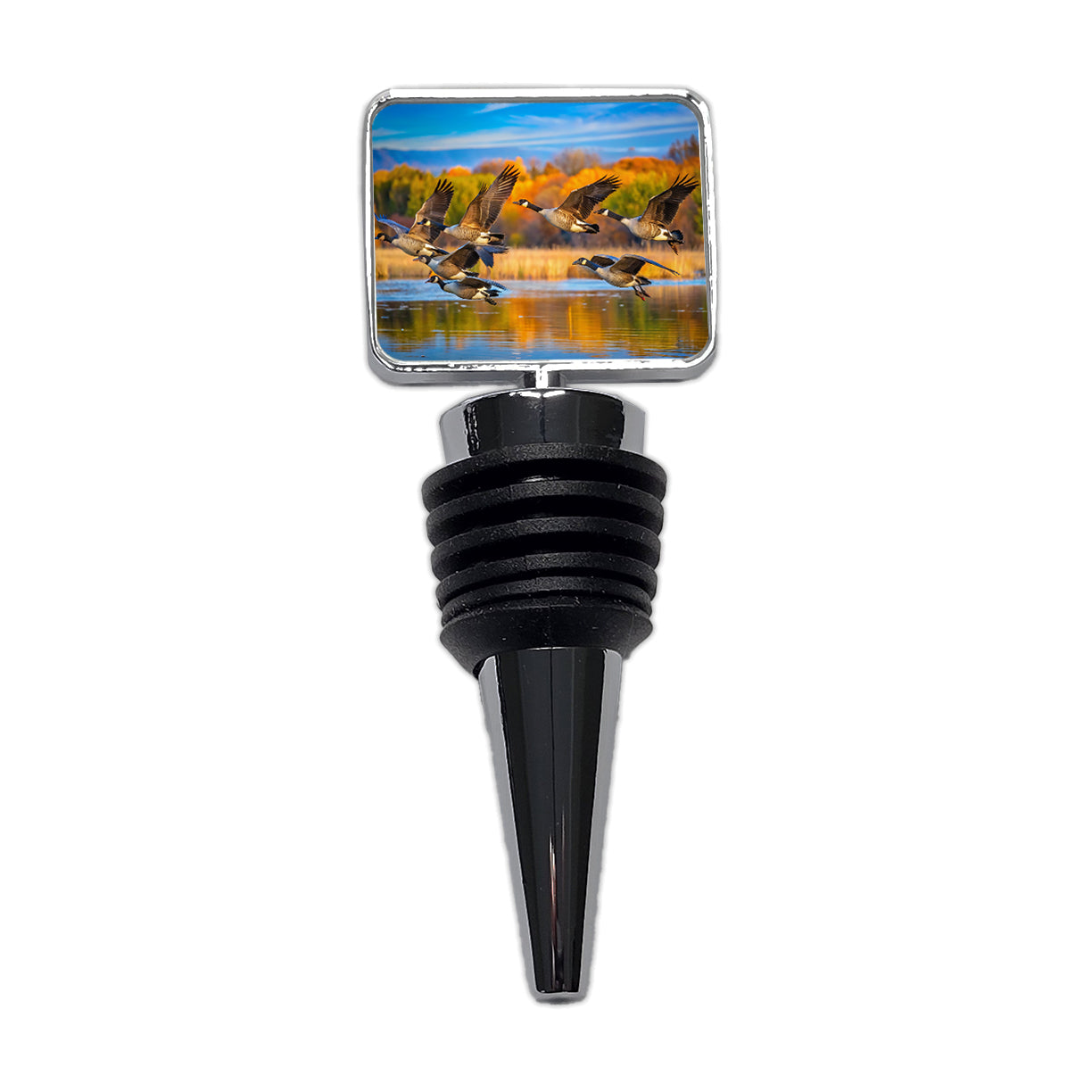 Canada Canadian Geese In Flight Wine Bottle Stopper