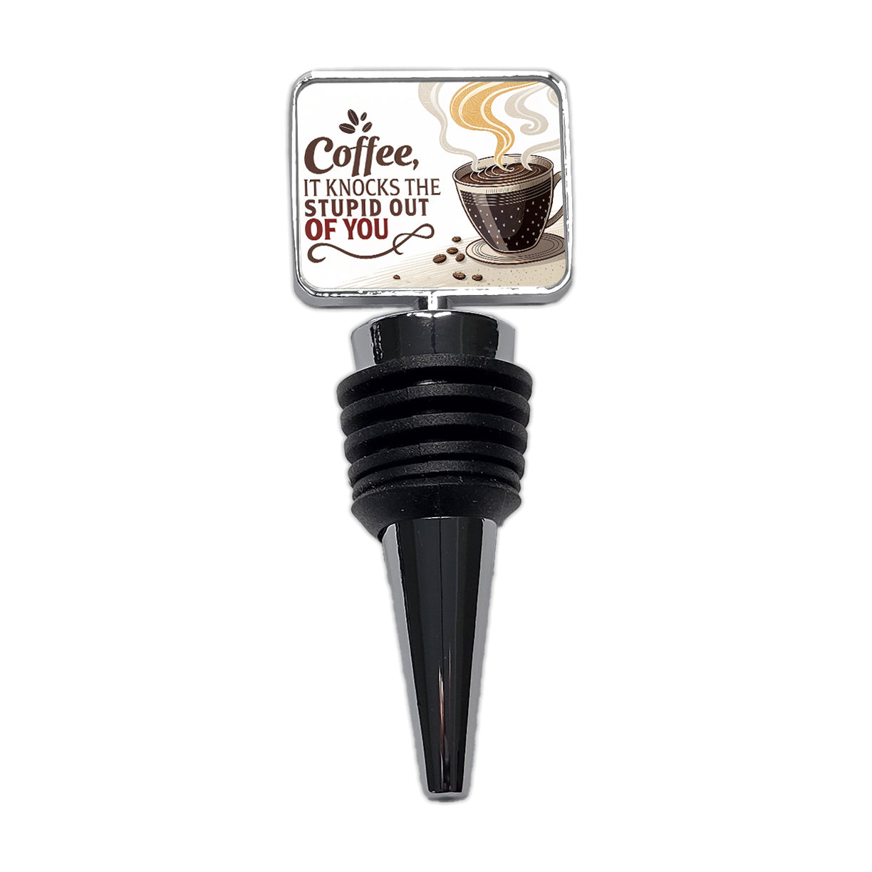 Coffee It Knocks The Stupid Out Of You Funny Saying Wine Bottle Stopper