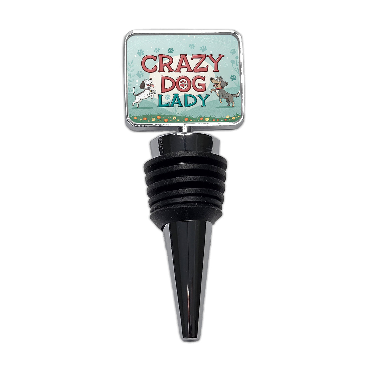 Crazy Dog Lady Funny Cartoon Wine Bottle Stopper