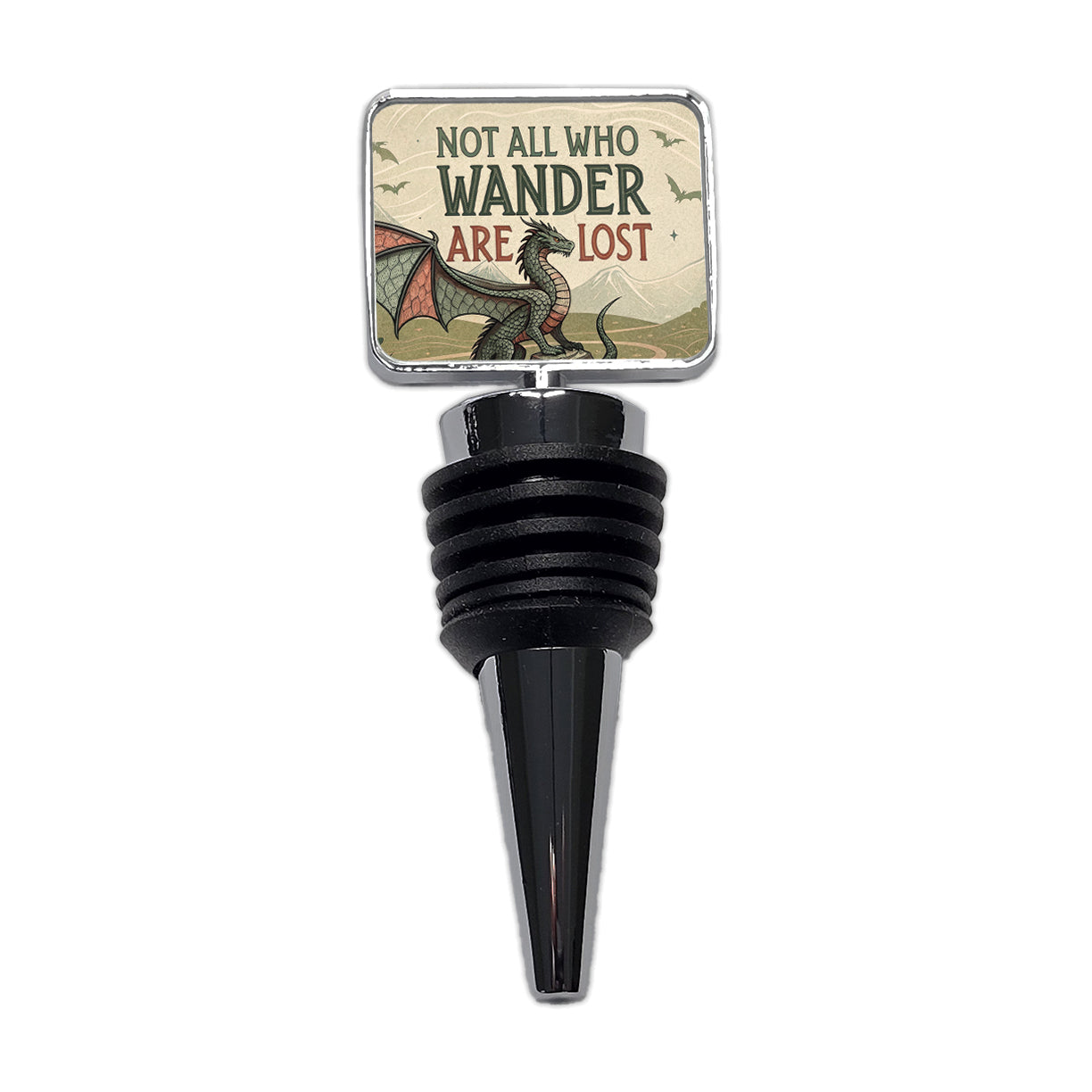 Not All Who Wander Are Lost Vintage Fantasy Illustration Wine Bottle Stopper