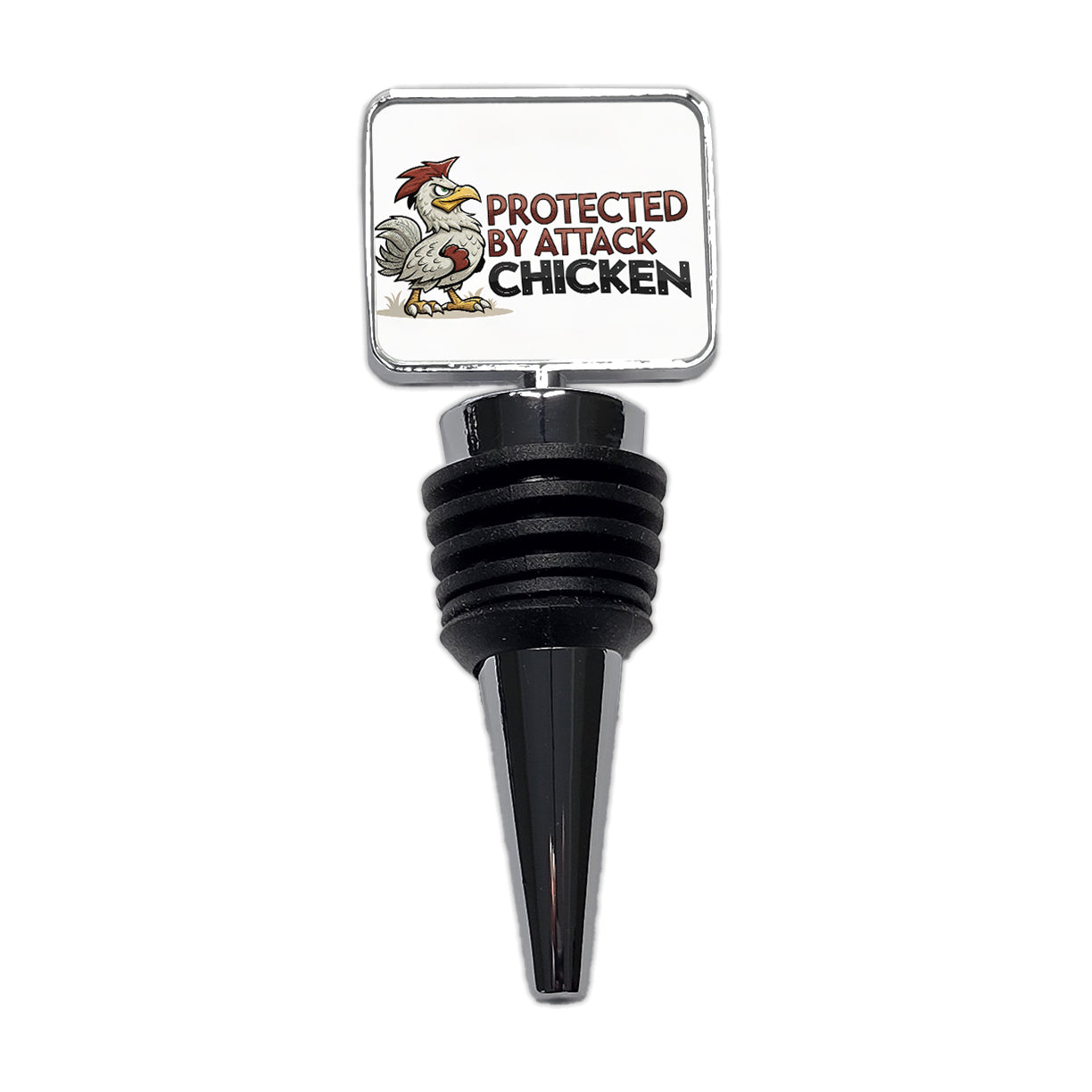 Protected By Attack Chicken Funny Wine Bottle Stopper