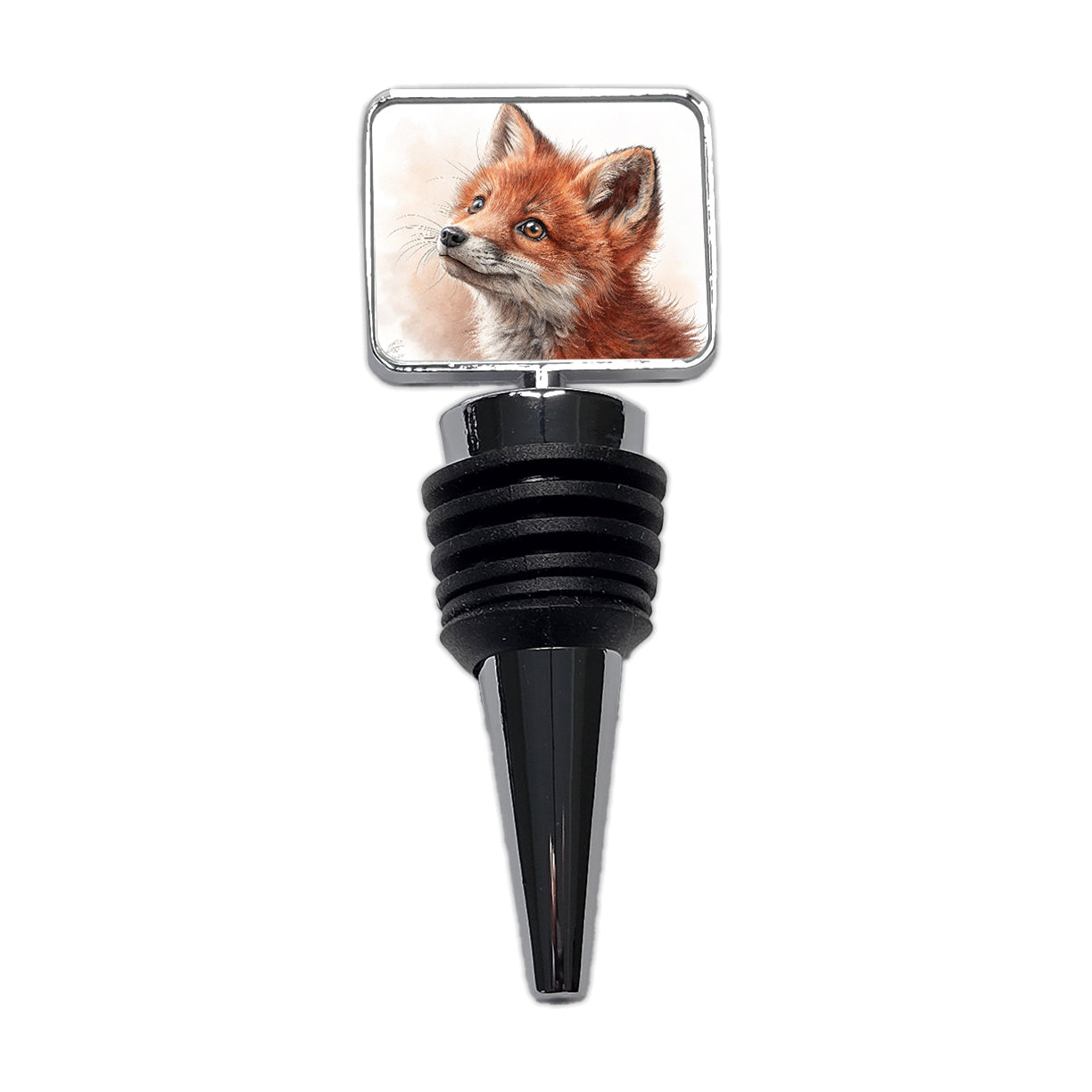 Red Fox Kit Illustration Wine Bottle Stopper