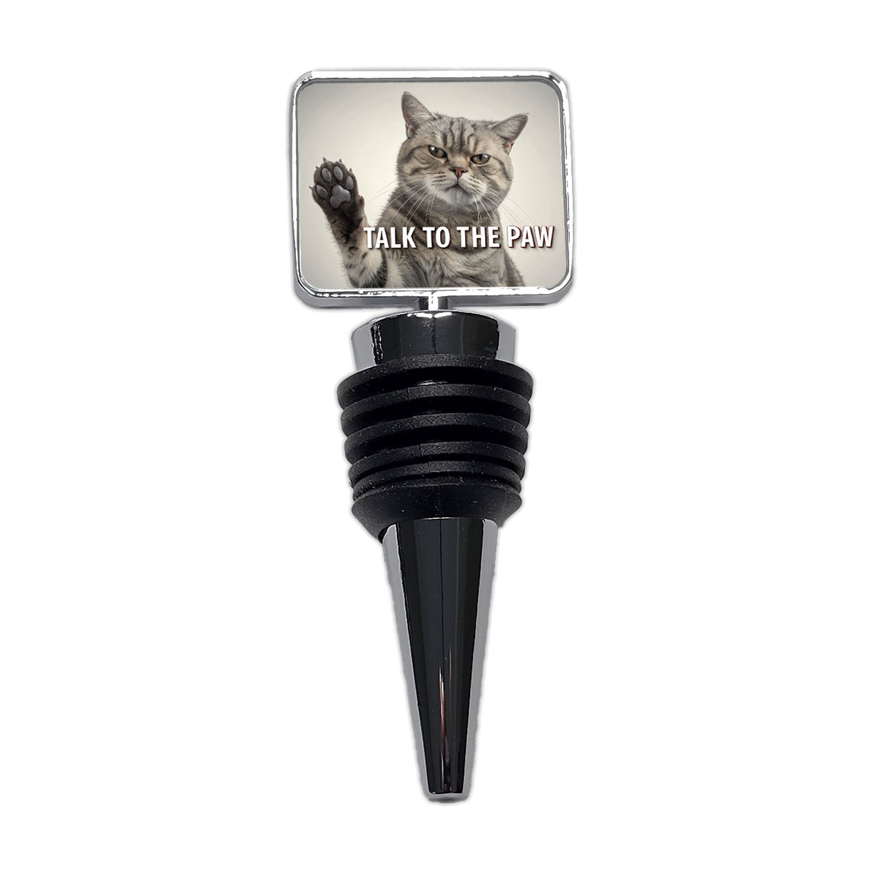 Talk To The Paw Funny Saying Cat Wine Bottle Stopper