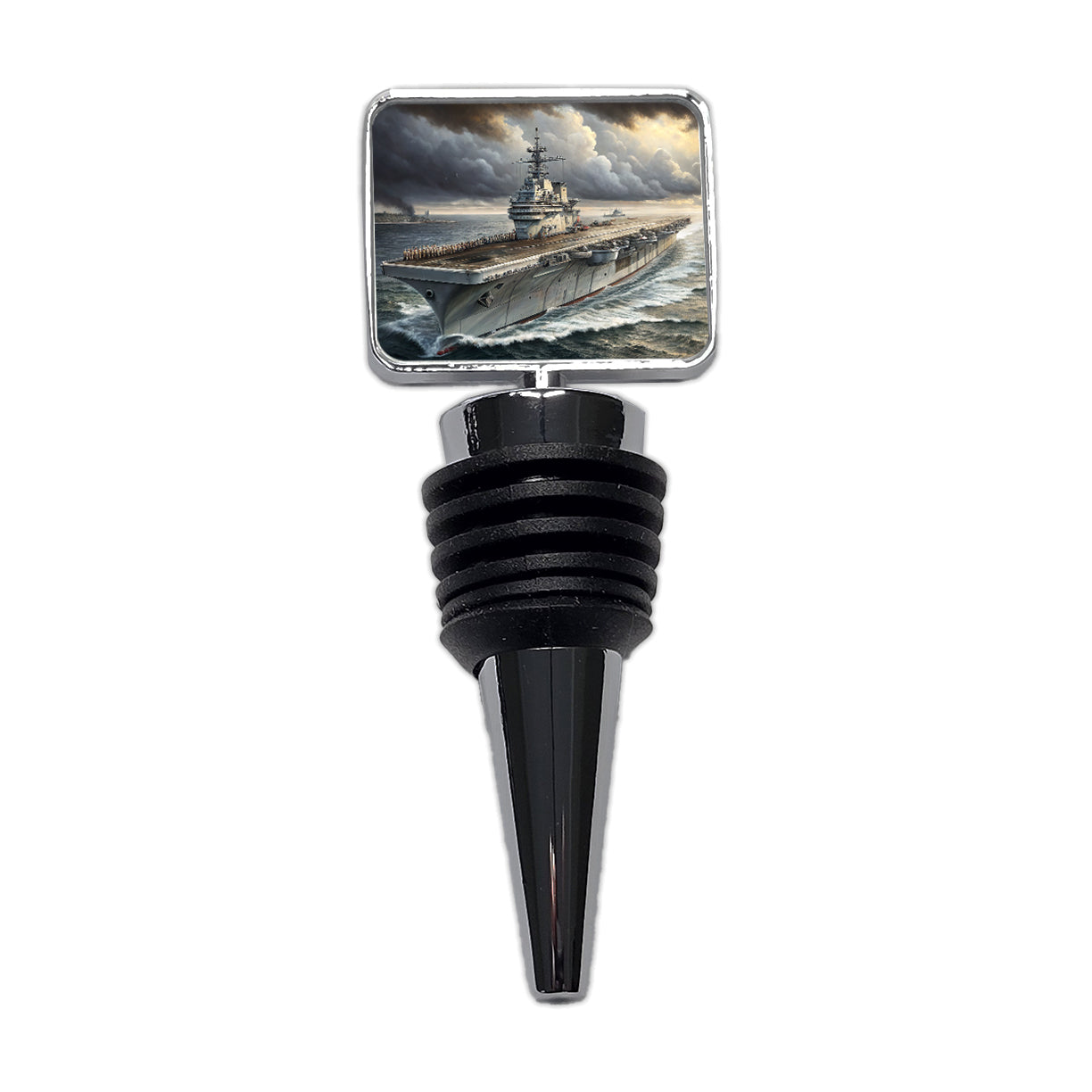 World War 2 WWII Navy Aircraft Carrier At Sea Wine Bottle Stopper