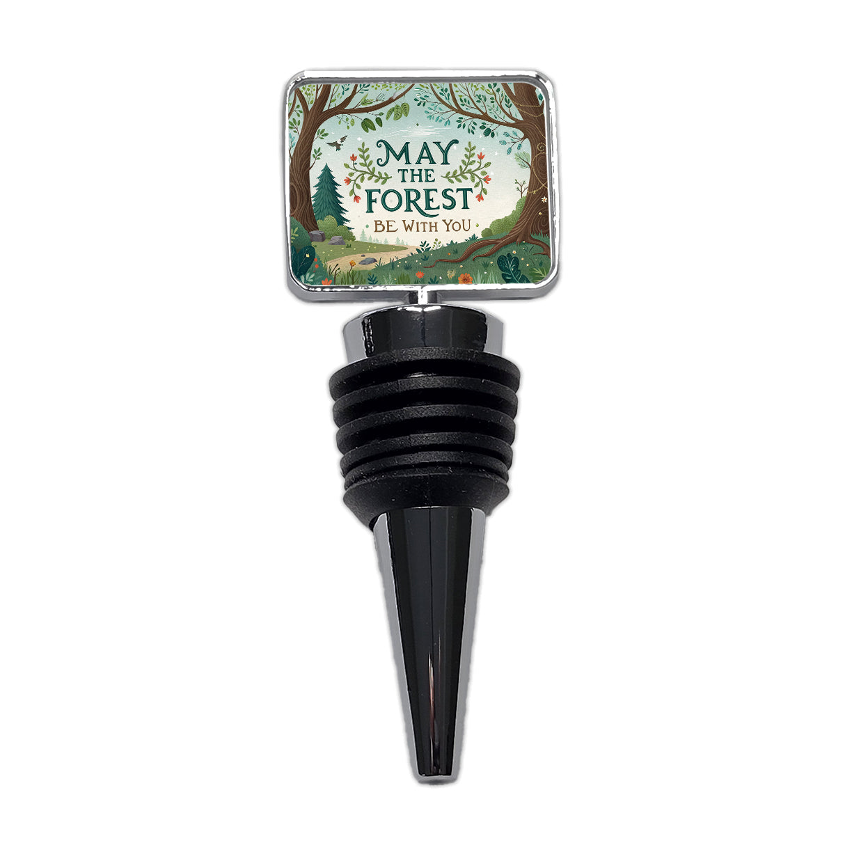 May The Forest Be With You Funny Hiking Camping Wine Bottle Stopper