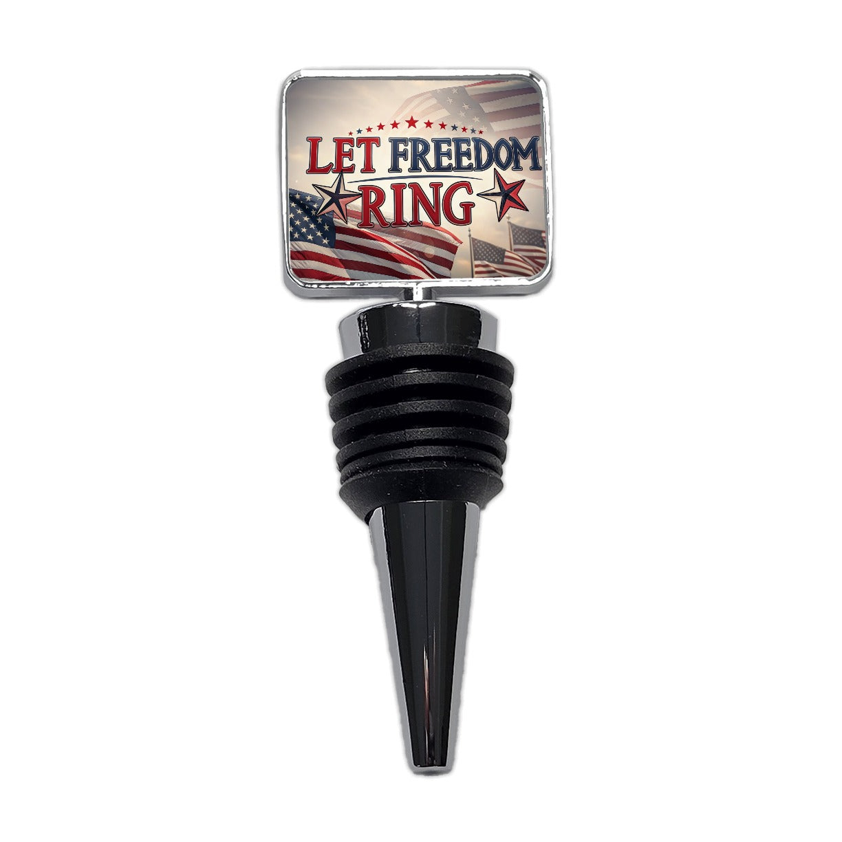 Let Freedom Ring Patriotic American Flag Wine Bottle Stopper
