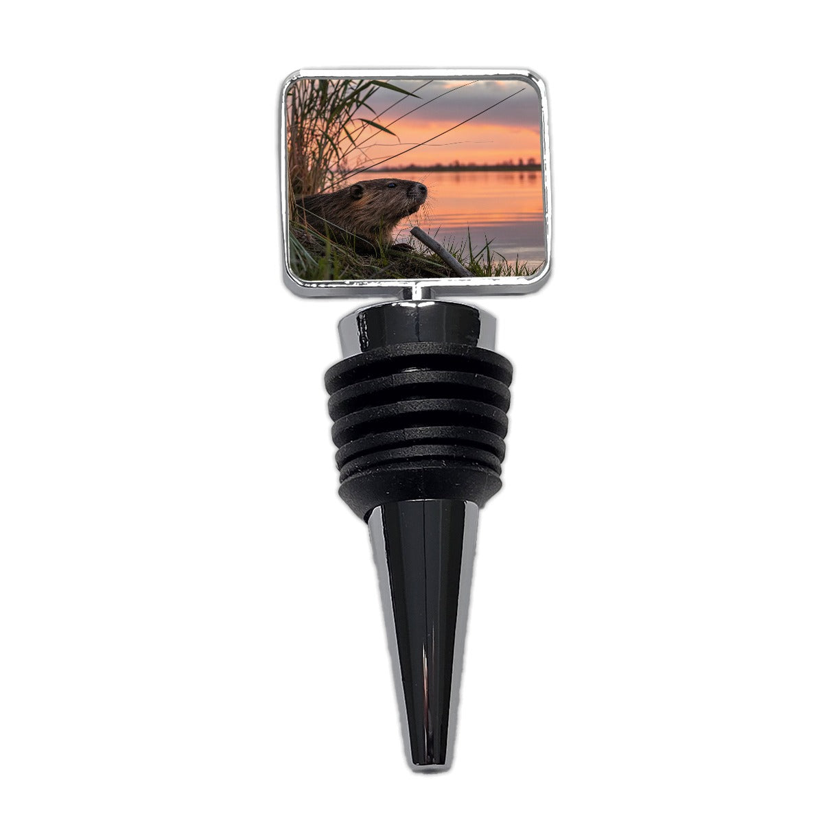 Beaver Pond At Sunset Wine Bottle Stopper
