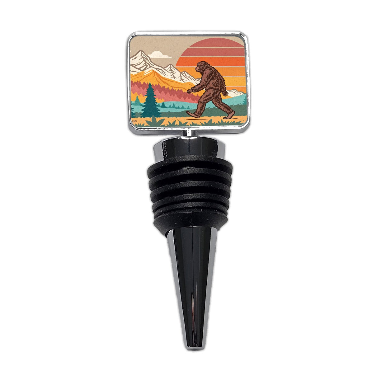 Funny Retro Sasquatch Bigfoot Walking Wine Bottle Stopper