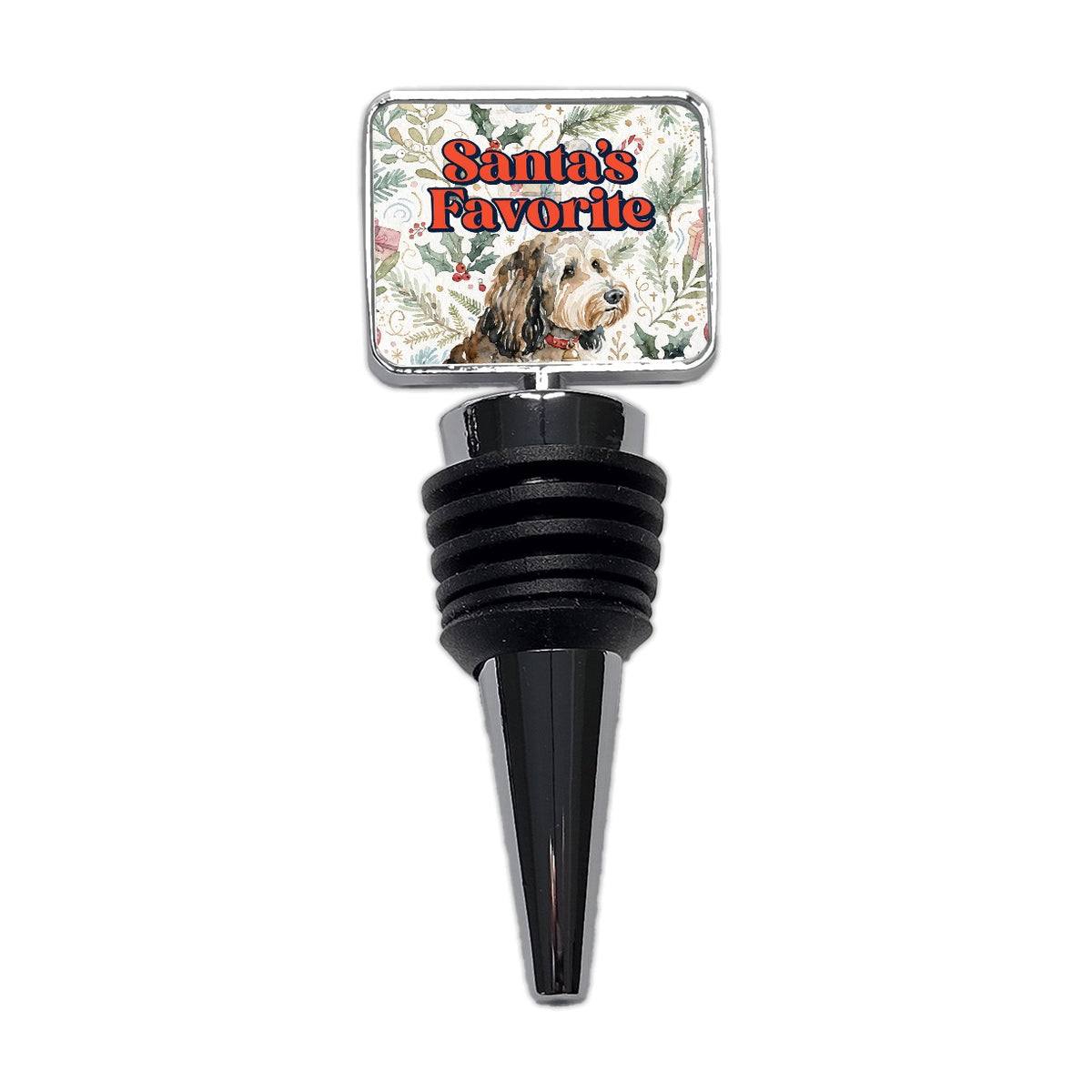 Aussiedoodle Dog Christmas Santa's Favorite Wine Bottle Stopper
