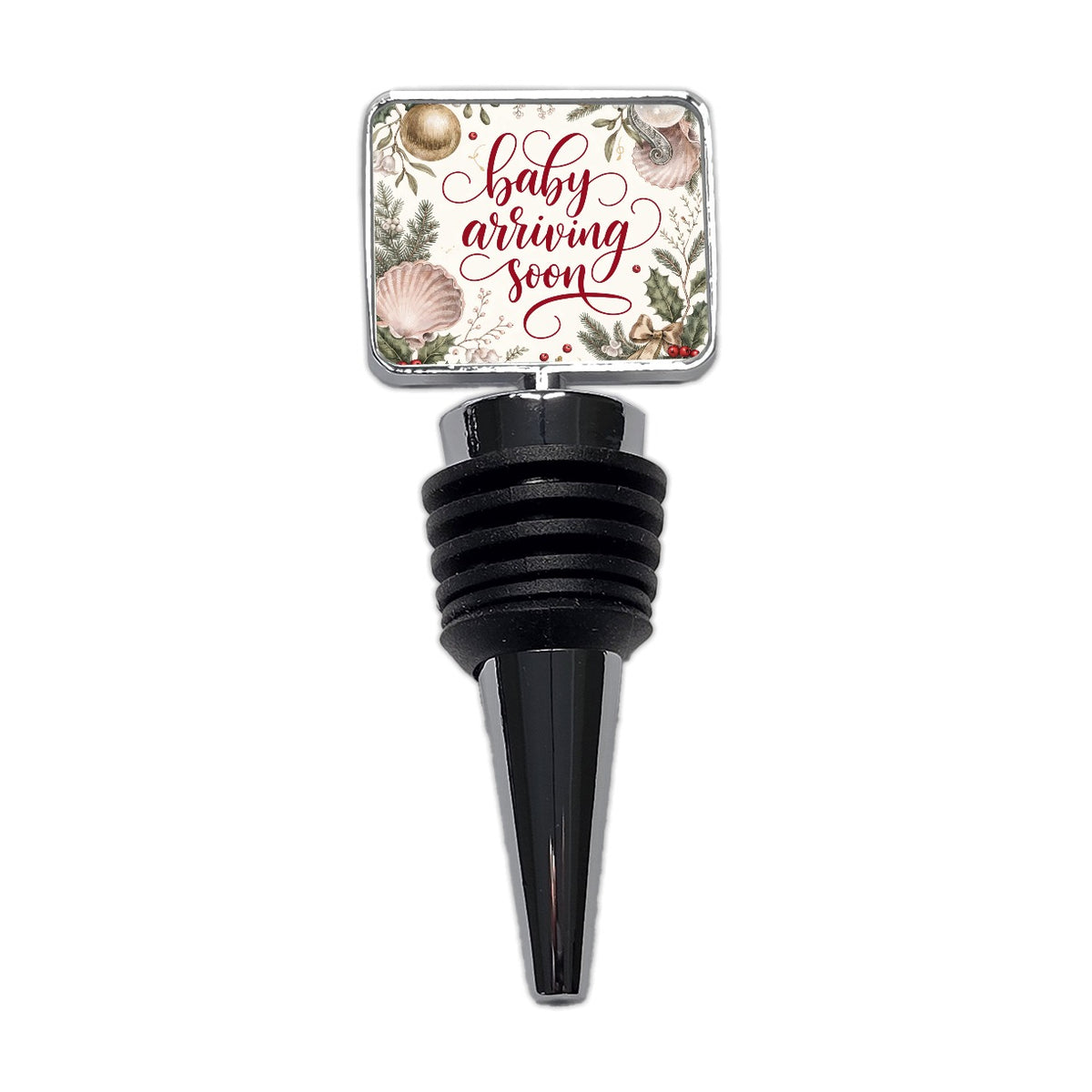 Baby Arriving Soon Christmas Wine Bottle Stopper