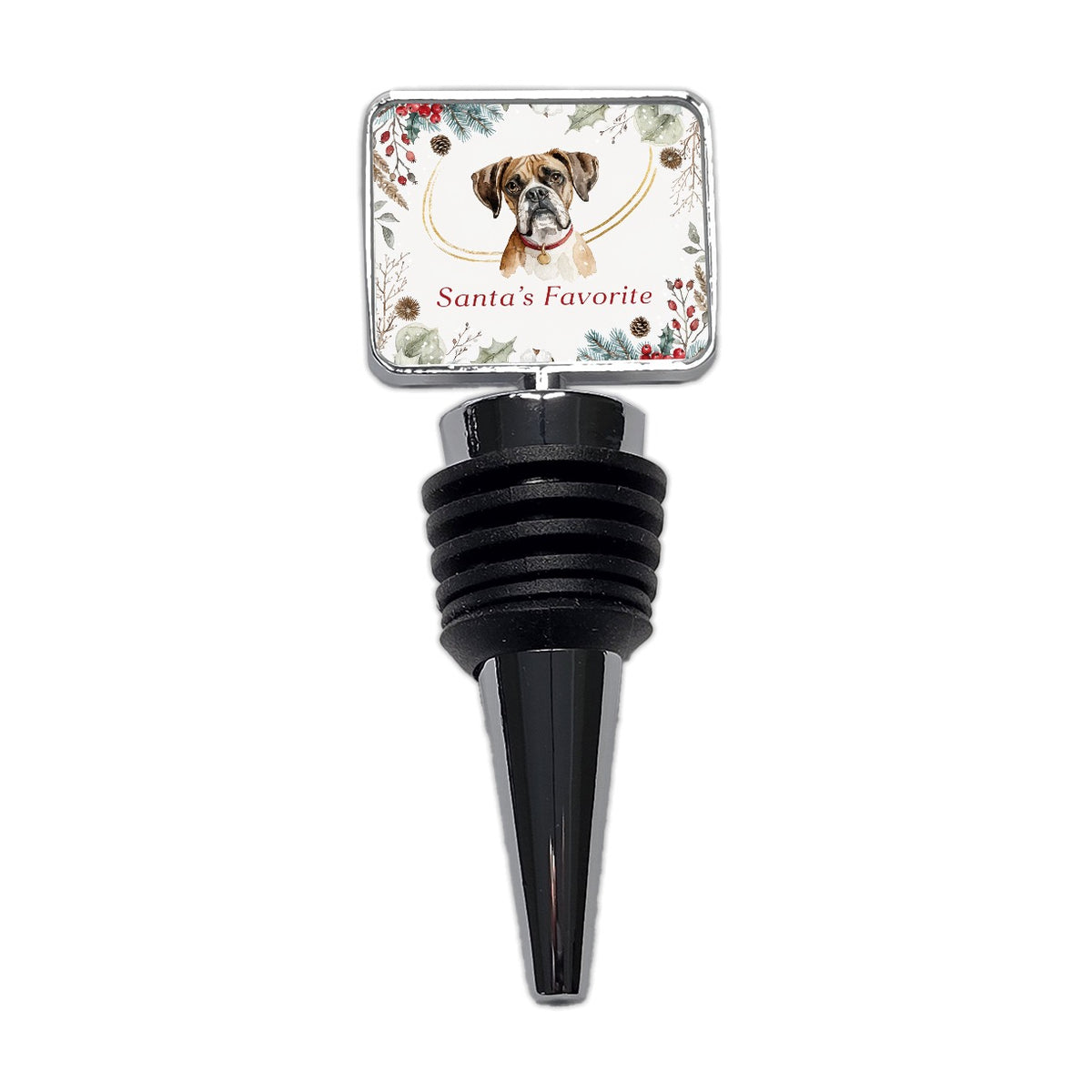 Boxer Dog Christmas Santa's Favorite Wine Bottle Stopper
