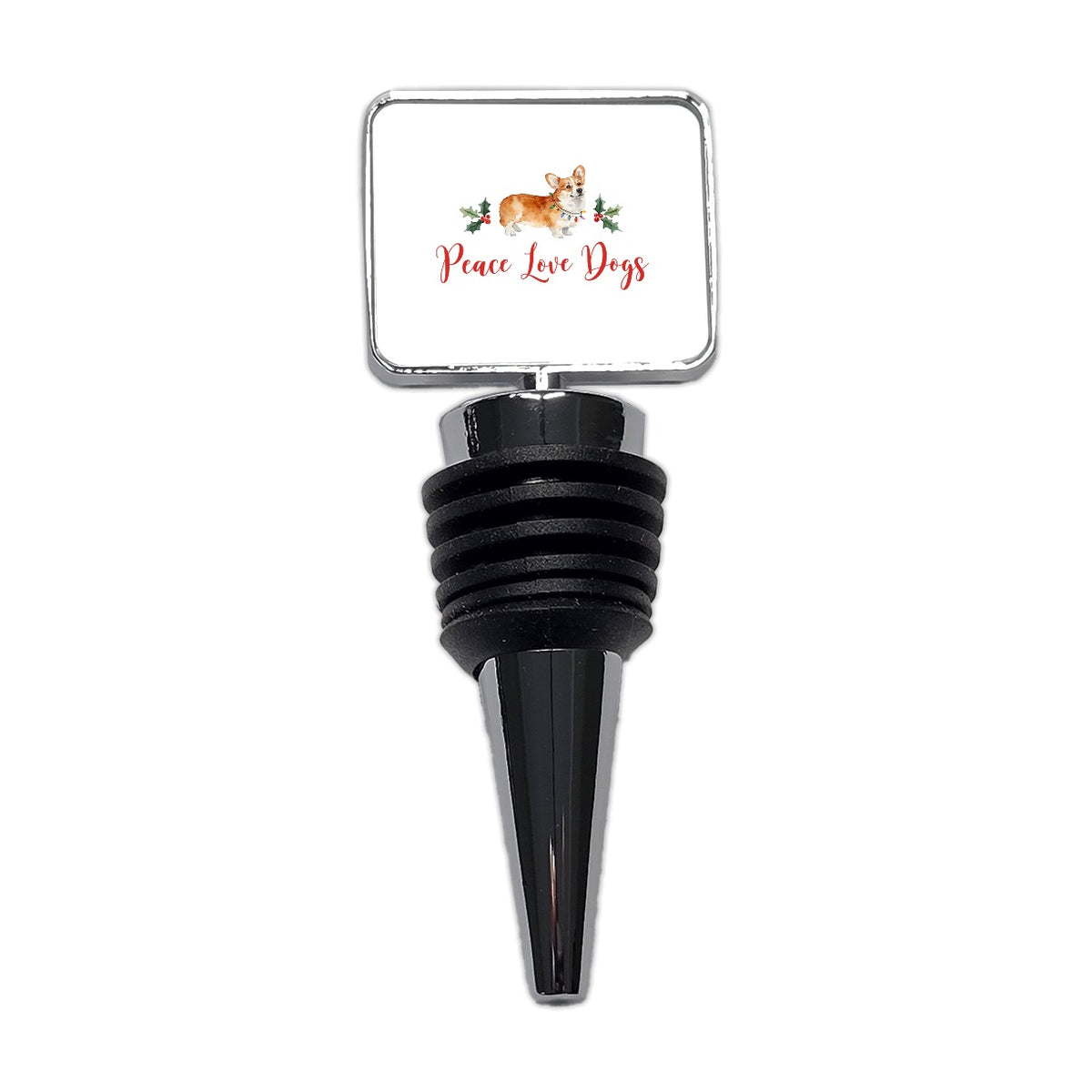 Corgi Christmas Peace Love Dogs Wine Bottle Stopper