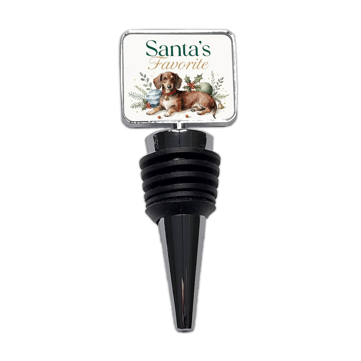 Dachshund Dog Christmas Santa's Favorite Wine Bottle Stopper