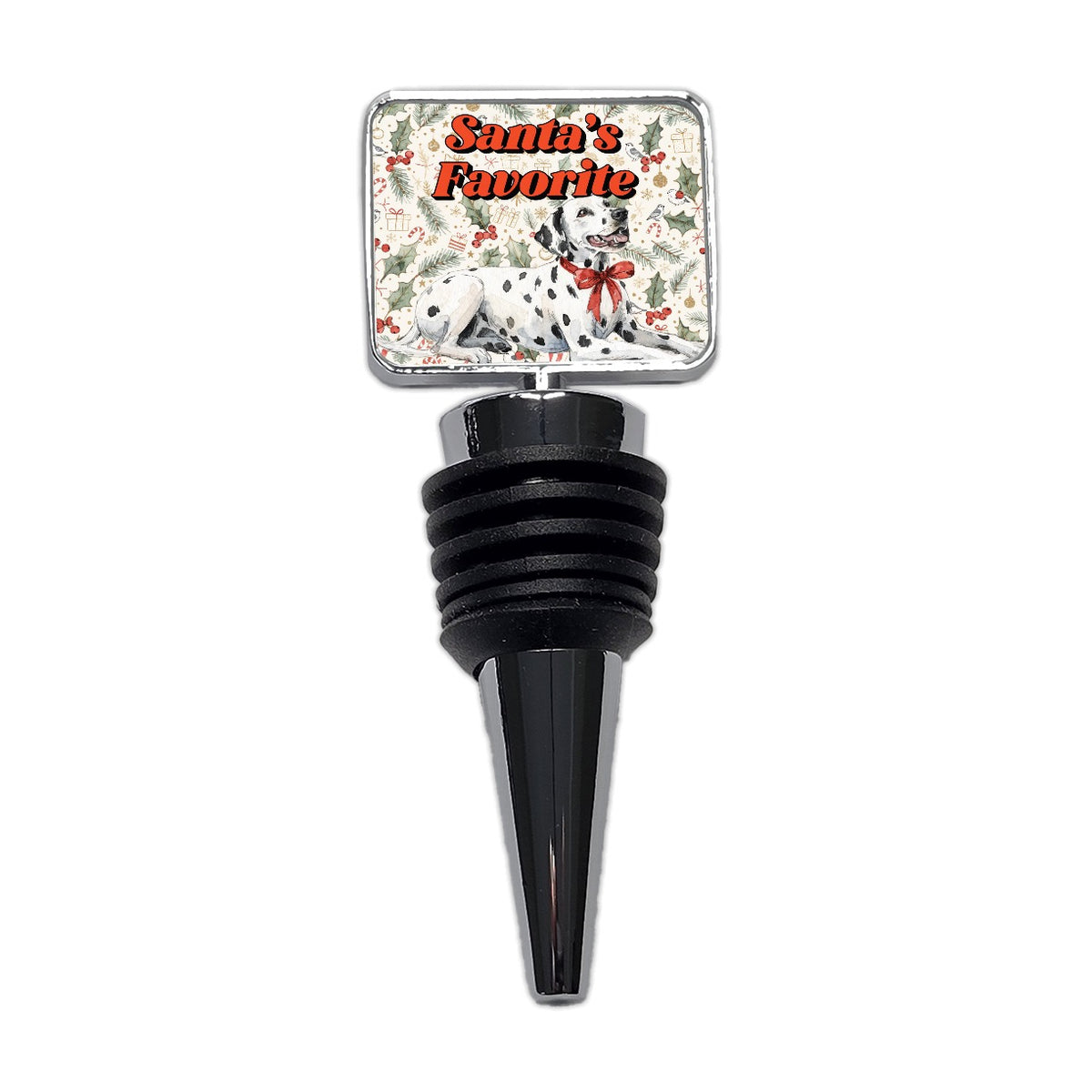 Dalmatian Dog Christmas Santa's Favorite Wine Bottle Stopper