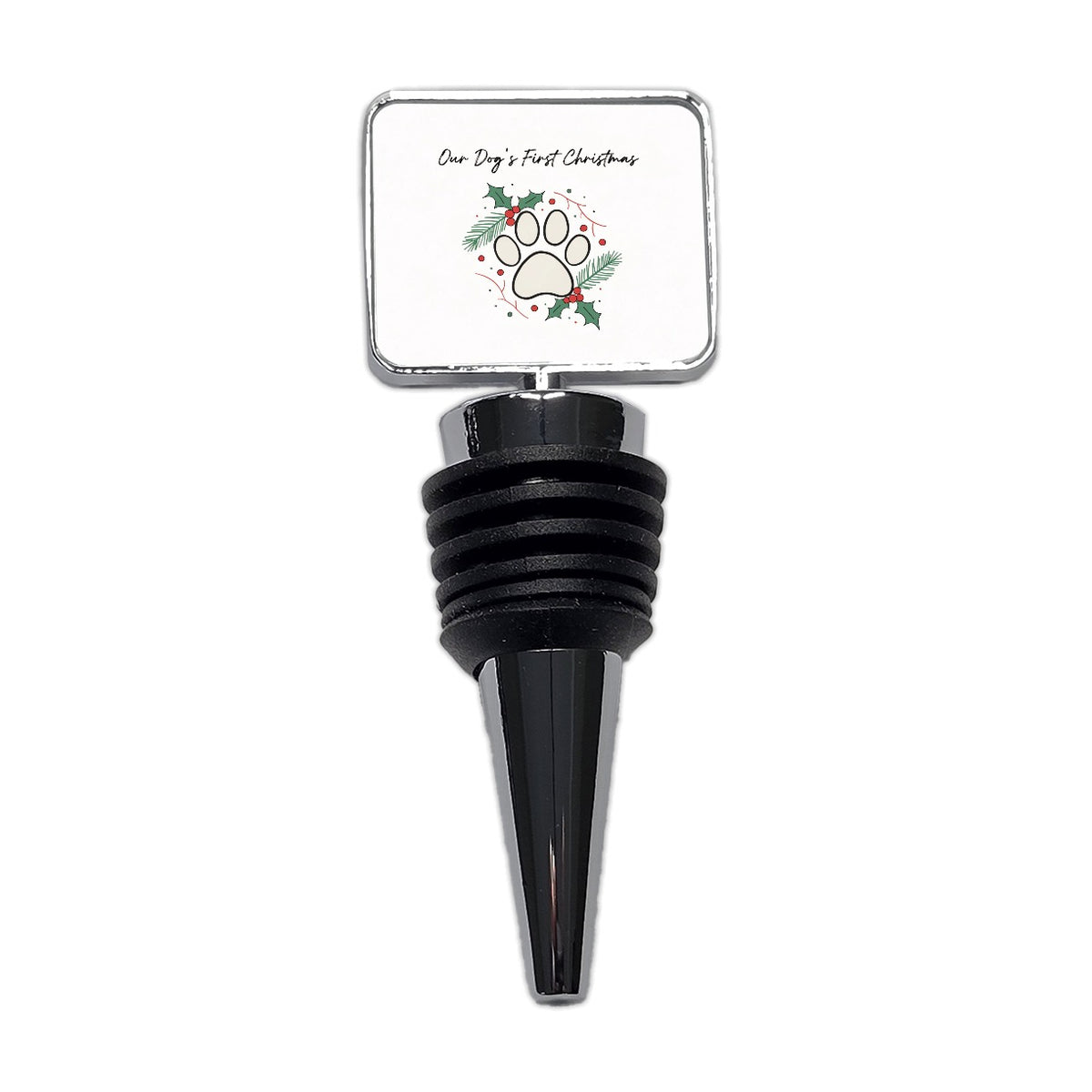 Dog's First Christmas Paw Print Wine Bottle Stopper