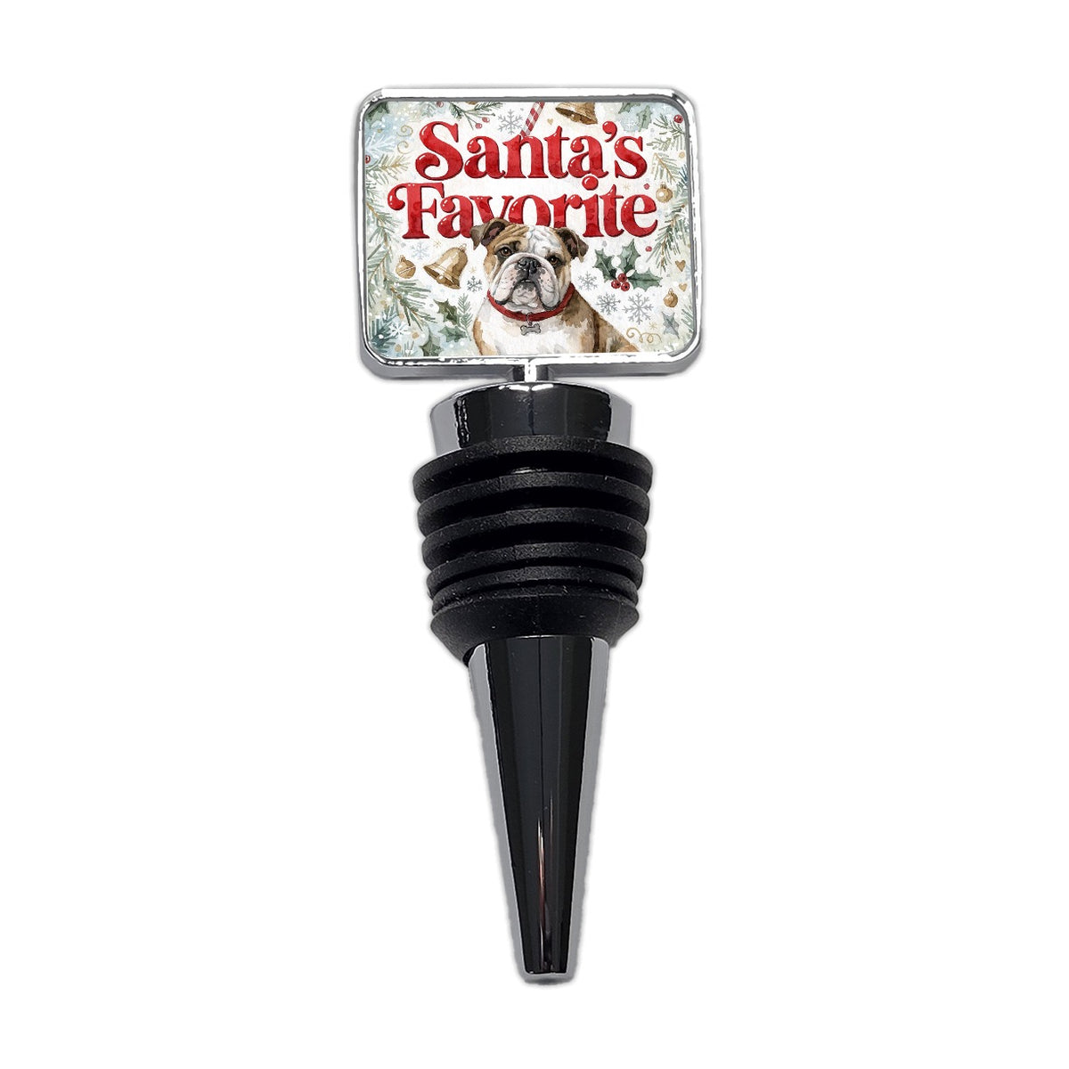 English Bulldog Christmas Santa's Favorite Wine Bottle Stopper