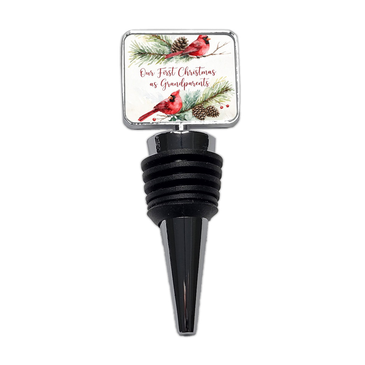 First Christmas As Grandparents Script Wine Bottle Stopper