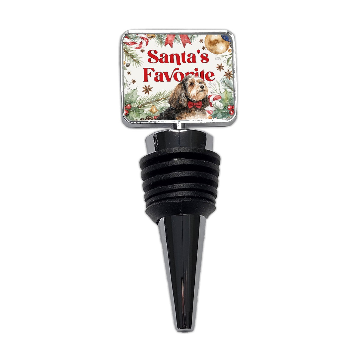 Maltipoo Dog Cute Christmas Santa's Favorite Wine Bottle Stopper