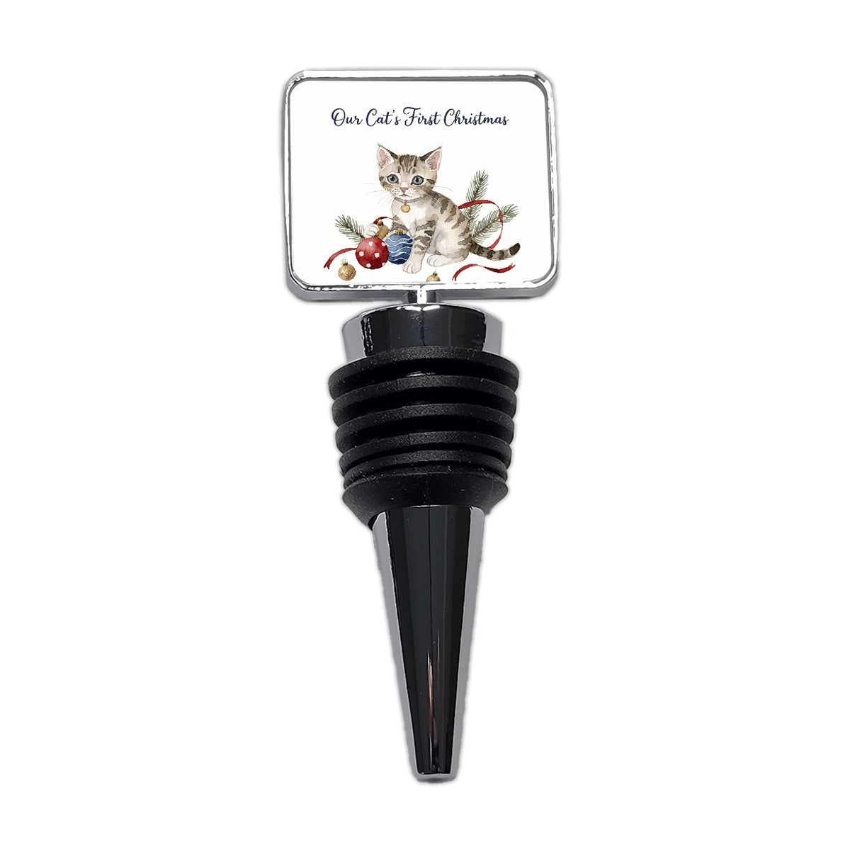Our Cat's First Christmas Cute Wine Bottle Stopper