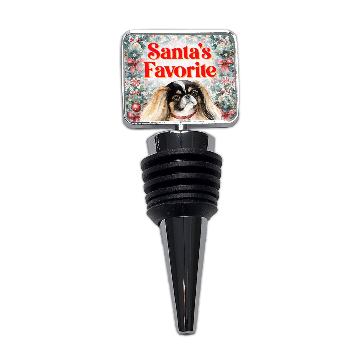 Pekingese Dog Christmas Santa's Favorite Wine Bottle Stopper