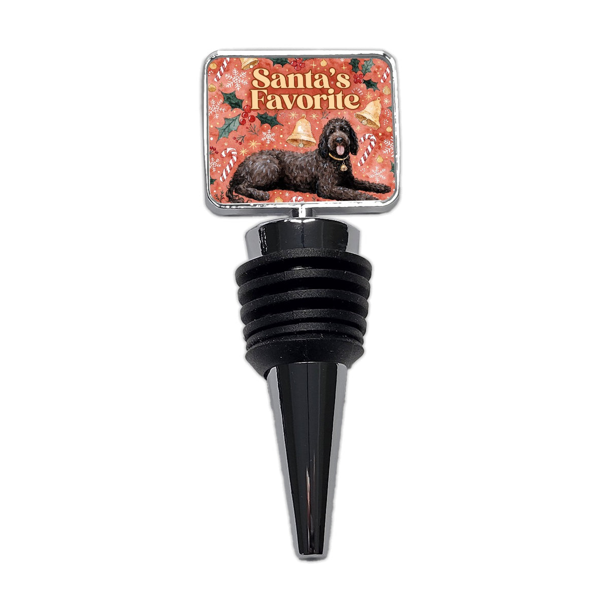 Portuguese Water Dog Christmas Santa's Favorite Wine Bottle Stopper