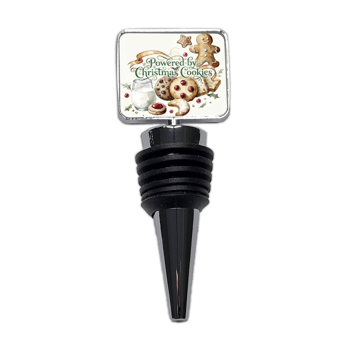 Powered By Christmas Cookies Funny Wine Bottle Stopper