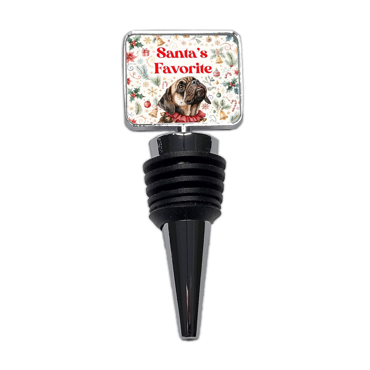 Puggle Dog Christmas Santa's Favorite Wine Bottle Stopper