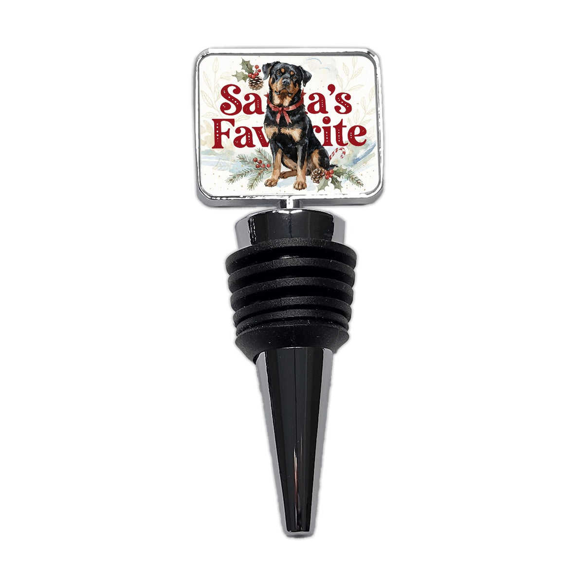 Rottweiler Dog Christmas Santa's Favorite Wine Bottle Stopper