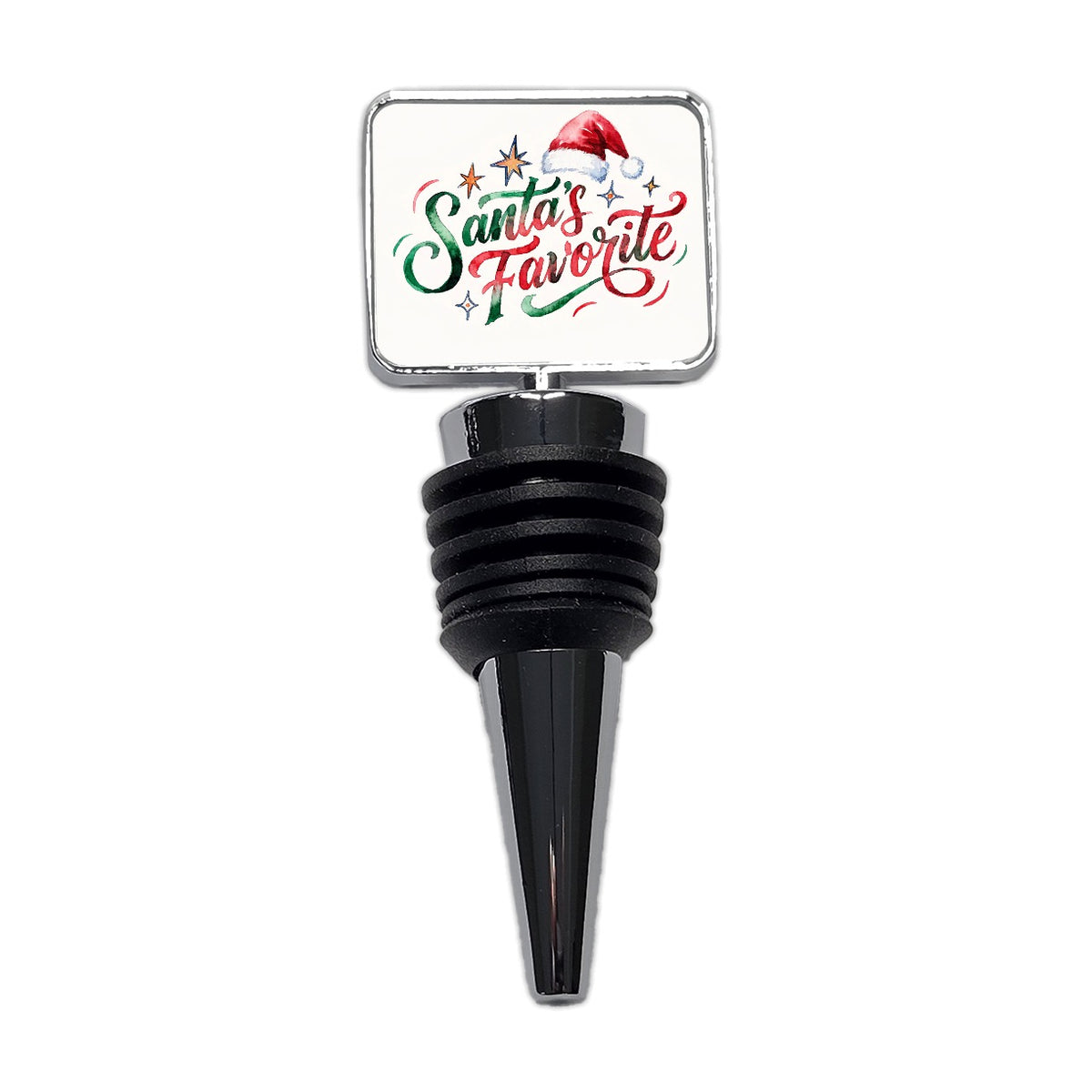Santa's Favorite Christmas Funny Red Green Wine Bottle Stopper