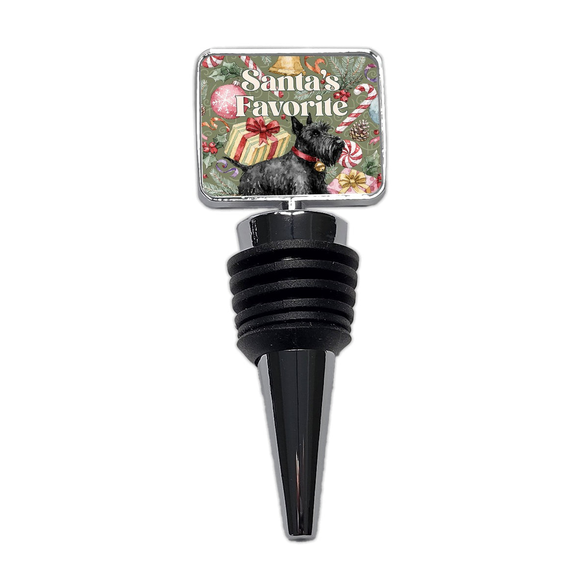 Scottish Terrier Dog Christmas Santa's Favorite Wine Bottle Stopper