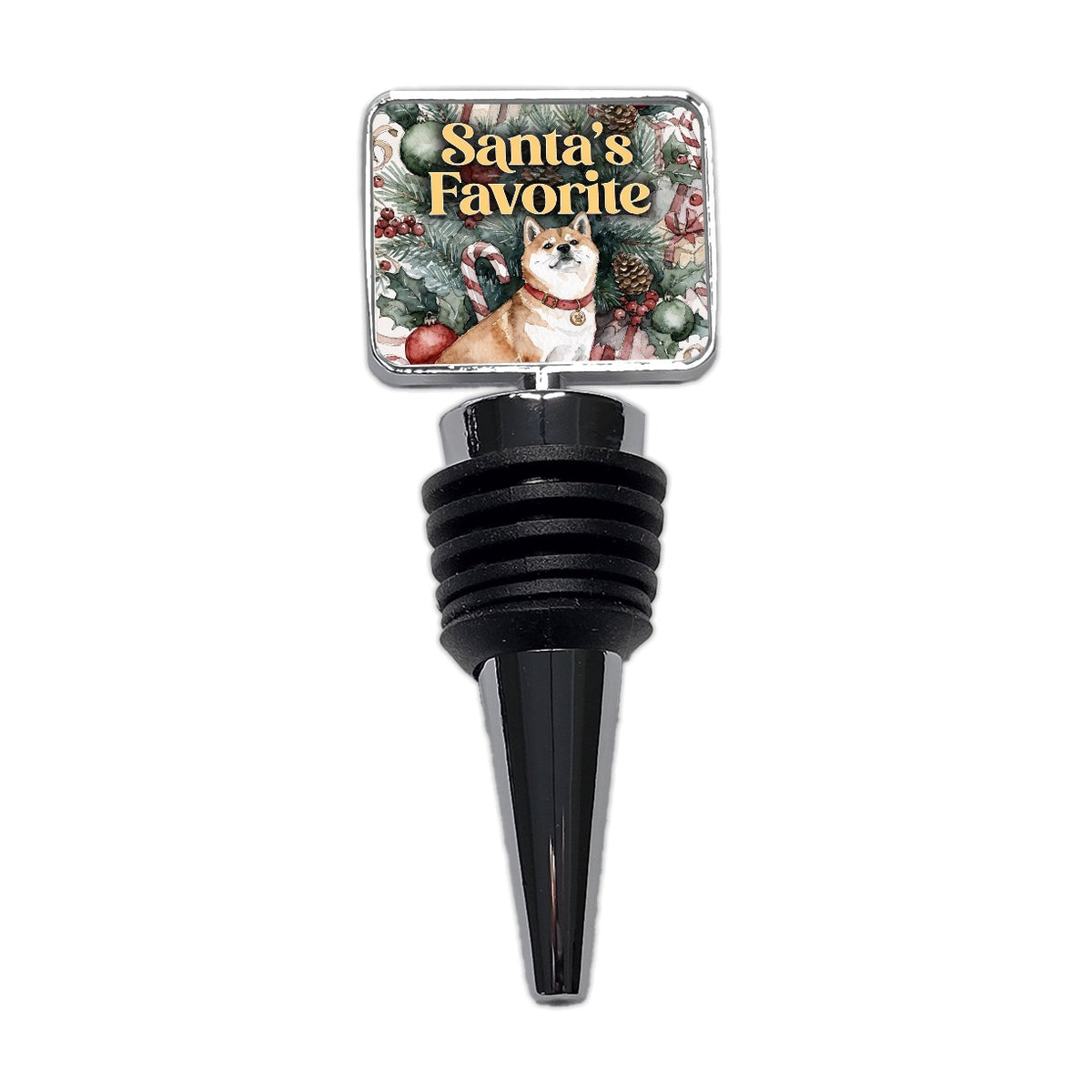 Shiba Inu Dog Christmas Santa's Favorite Wine Bottle Stopper