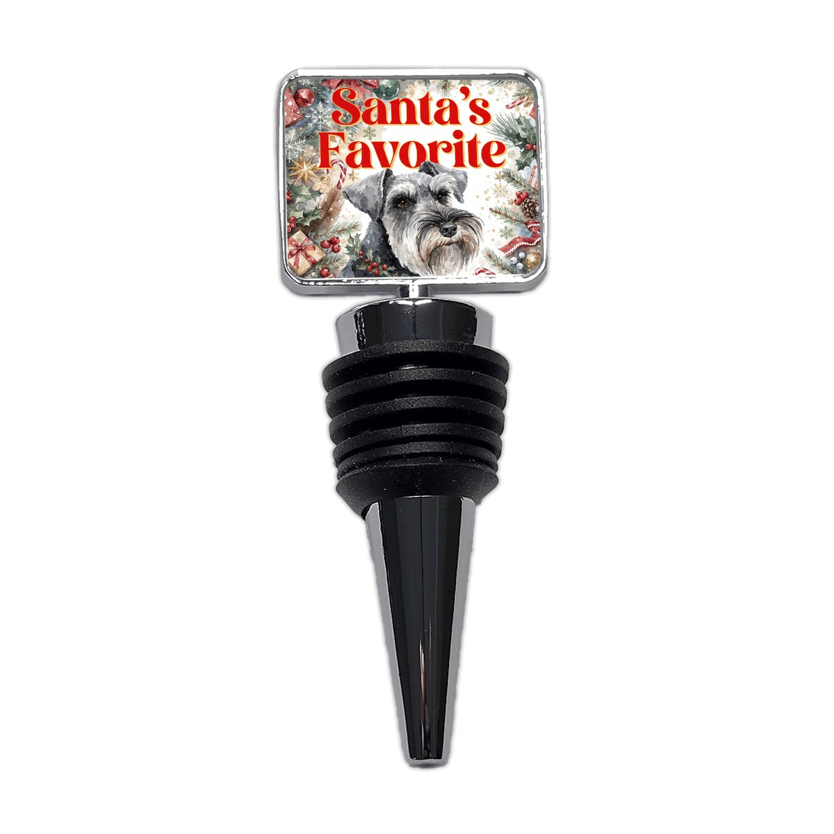 Standard Schnauzer Dog Christmas Santa's Favorite Wine Bottle Stopper