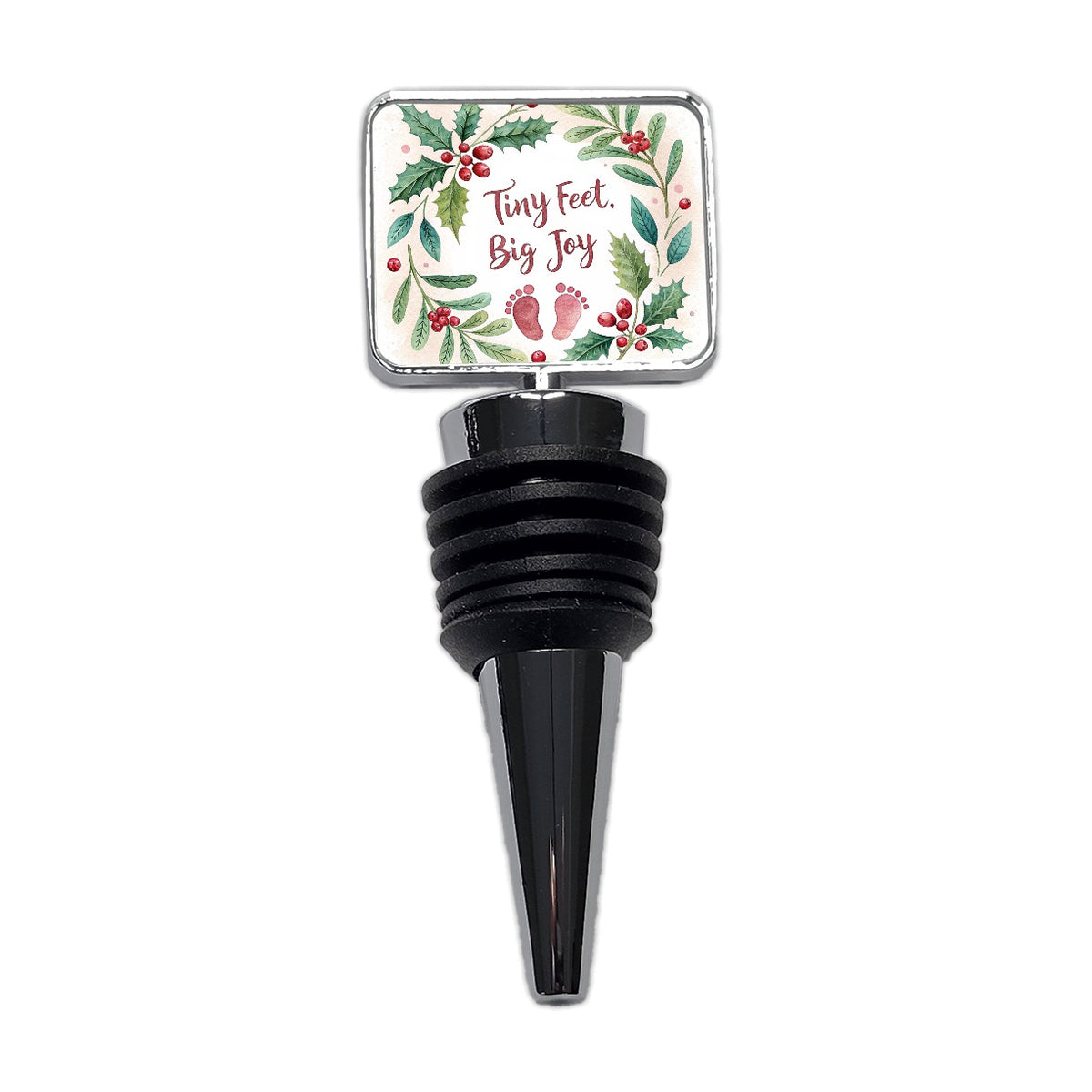 Tiny Feet Big Joy Baby Christmas Wine Bottle Stopper