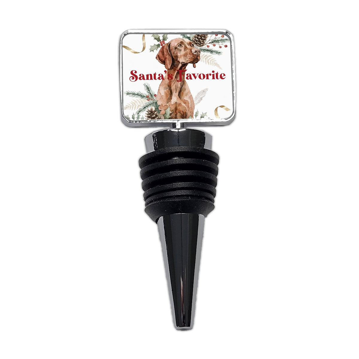 Vizsla Dog Christmas Santa's Favorite Wine Bottle Stopper