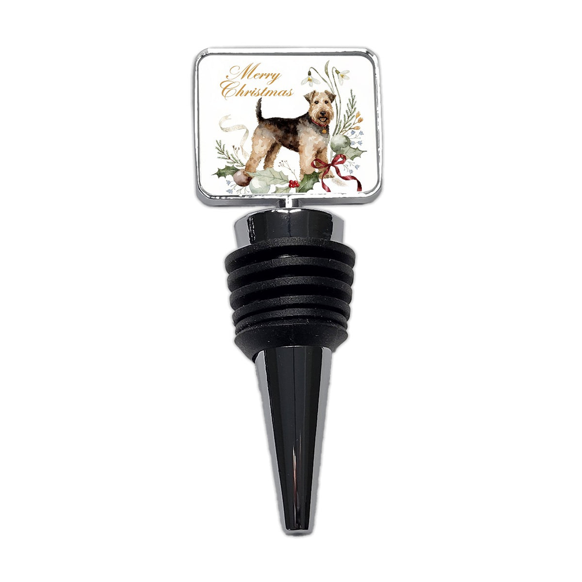 Welsh Terrier Dog Merry Christmas Wine Bottle Stopper