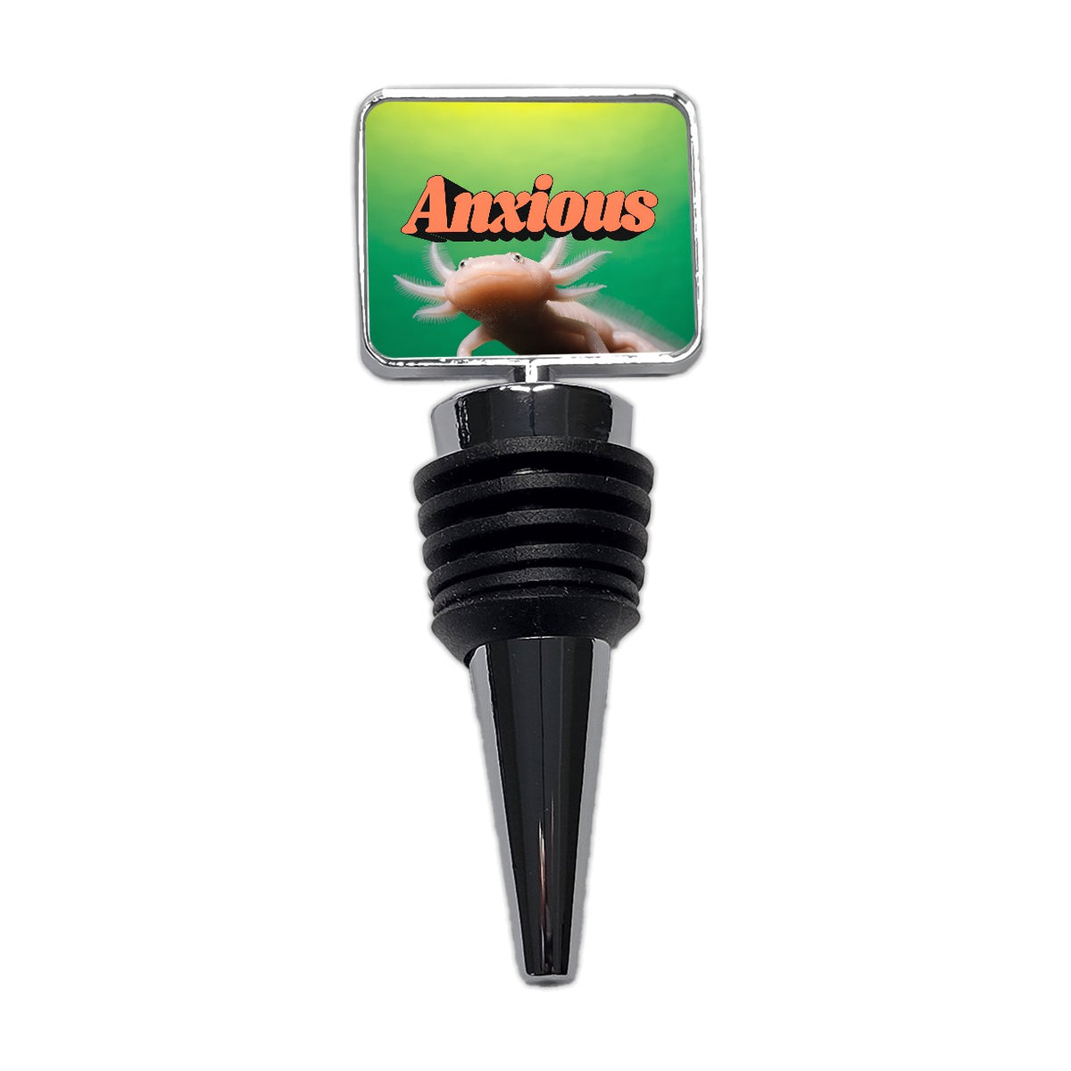 Anxious Axolotl Funny Wine Bottle Stopper
