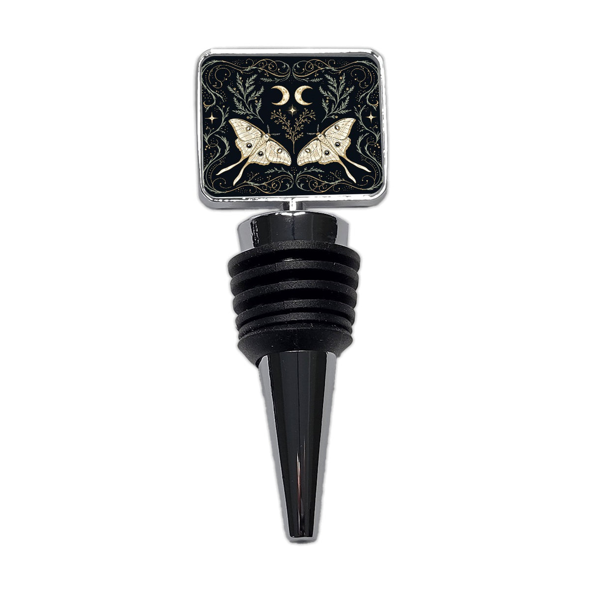 Celestial Moths Crescent Moons Wine Bottle Stopper