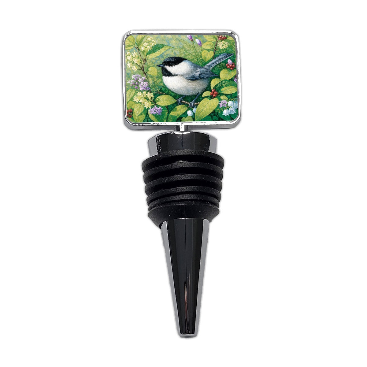 Chickadee Wildflower Garden Wine Bottle Stopper