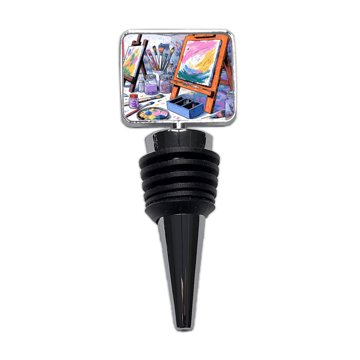 Colorful Artist Painting Studio Wine Bottle Stopper