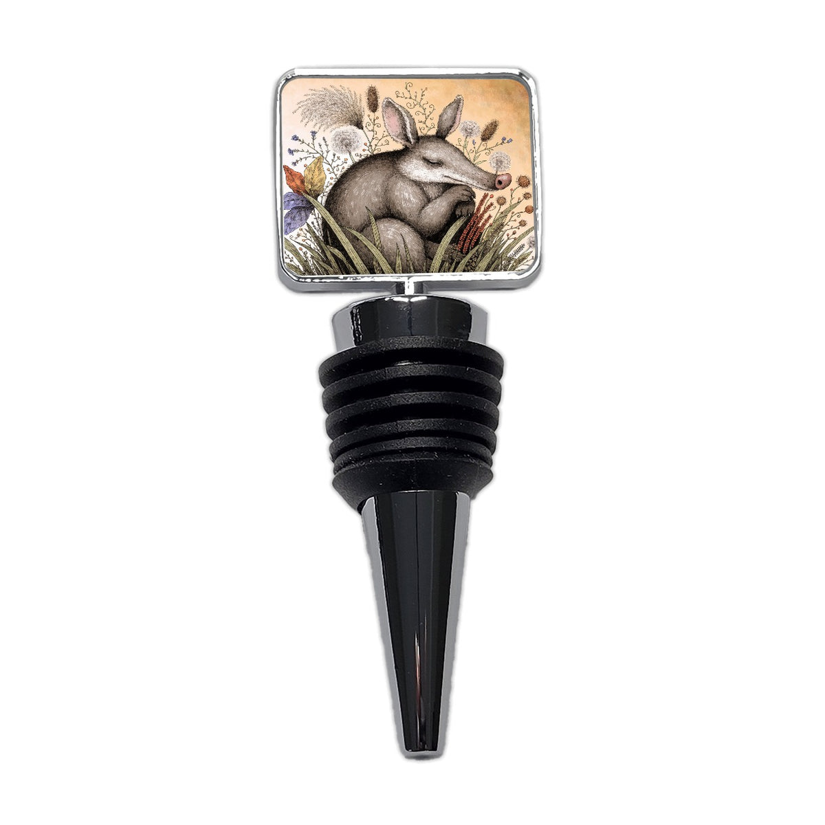 Cute Aardvark Illustration Wine Bottle Stopper